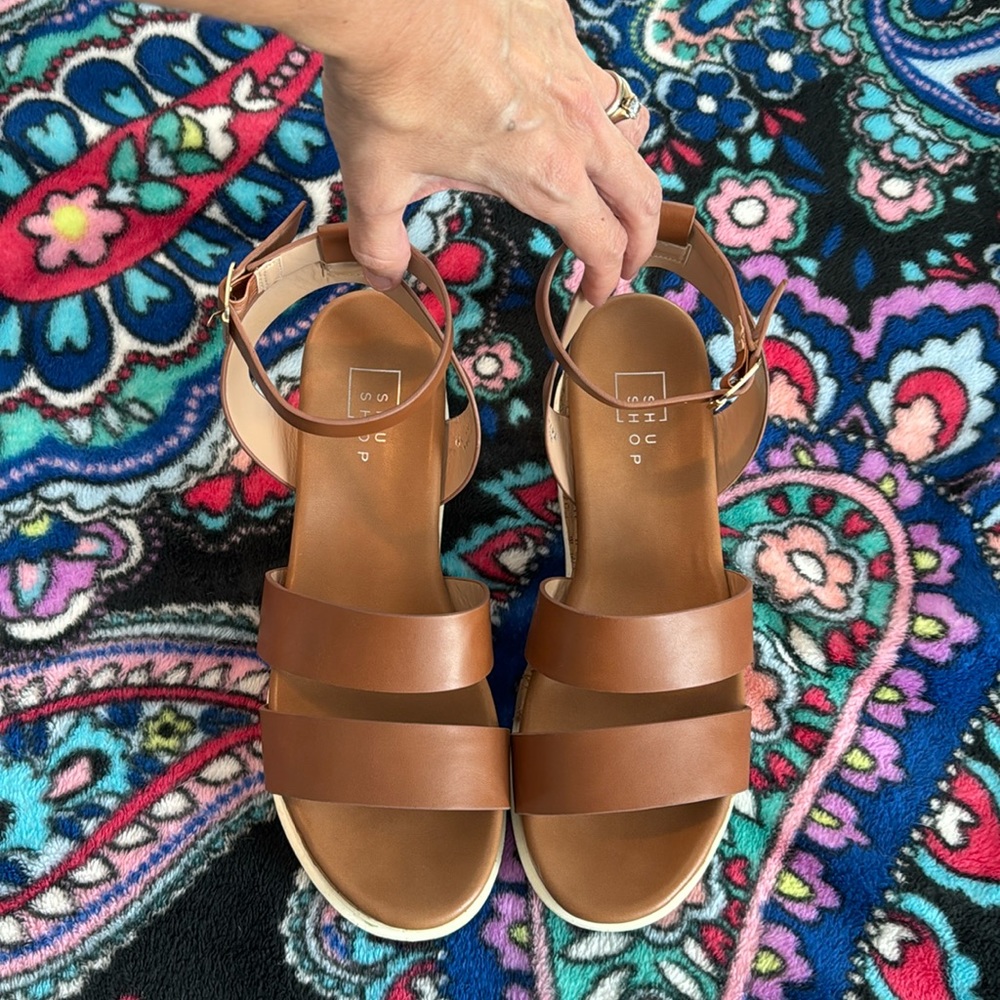 ShuShop Tan Ankle Strap Sandals